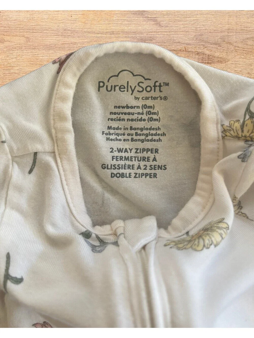 Purely Soft Floral Footie Pajama White EcoVero Viscose Baby Sleeper